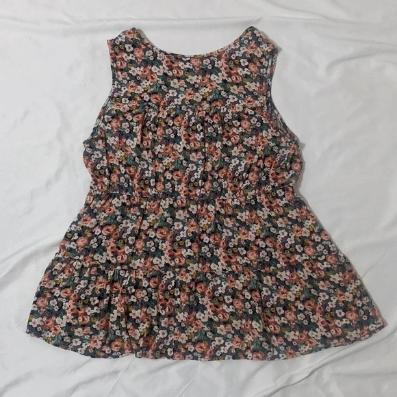 Torrid Rayon Slub Button-Front Tiered Tank, Color Floral-Multi Size 00 - Picture 4 of 15